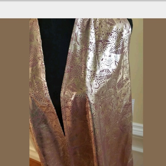 LuLaRoe Joy Pink Silver Paisley Vest Duster Medium - Picture 3 of 8